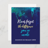 退職の名言 水彩 ネイビーブルー 決して忘れない (正面/裏面)