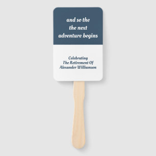 退職の感動的な引用文のモダンでシンプルな青 ハンドファン