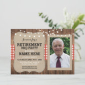 退職の招待状の写真のパーティーBBQの赤い招待 招待状 (スタンド正面)