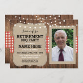 退職の招待状の写真のパーティーBBQの赤い招待 招待状 (正面/裏面)