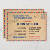 退職の郵便はがき郵便ポストの招待の招待状 招待状 (正面/裏面)