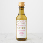 退職はスイートピンクの金ゴールド紙吹雪 ワインラベル (正面)