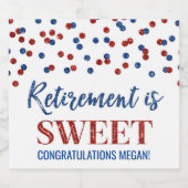 退職はスイートブルーレッド紙吹雪 スパークリングワインラベル (シングルラベル)