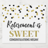 退職はスウィートブラック金ゴールド紙吹雪 スパークリングワインラベル (シングルラベル)