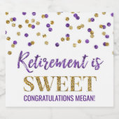 退職は甘い紫の金ゴールド紙吹雪 スパークリングワインラベル (シングルラベル)