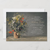 退職を絵を描く素朴な花つぼのヴィンテージ 招待状 (正面)