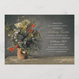 退職を絵を描く素朴な花つぼのヴィンテージ 招待状