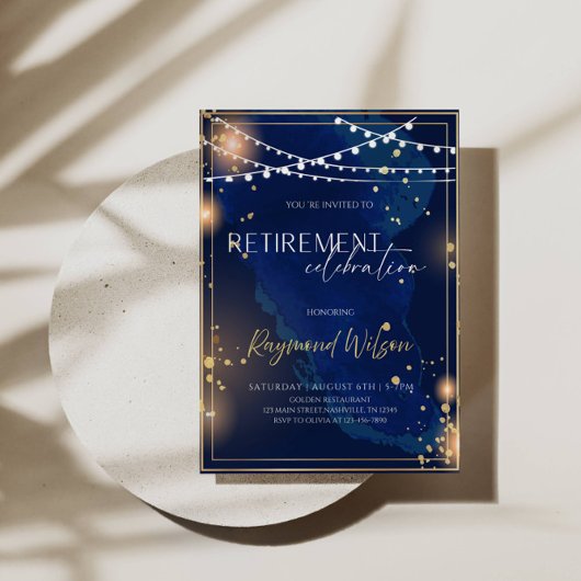 退職エレガントお祝いパーティー 招待状