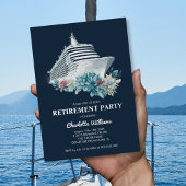 退職エレガントパーティークルーズシップ銀 箔招待状