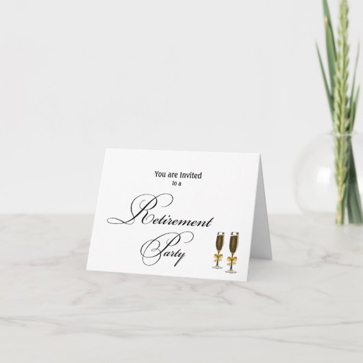 退職エレガントパーティーシンプルパーソナライズされた 招待状 (正面)
