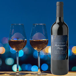 退職エレガントパーティーネイビーブルー金ゴールド瑪瑙 ワインラベル