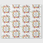 退職カスタム文字名花かわいらしフローラ ラッピングペーパー (フラット)