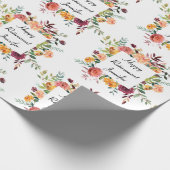 退職カスタム文字名花かわいらしフローラ ラッピングペーパー (角)