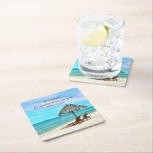 退職カスタム文字熱帯ビーチをテーマにした スクエアペーパーコースター (インサイチュ)