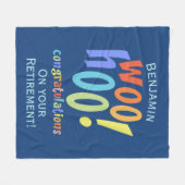 退職カラフルおめでとう フリースブランケット (正面(横))