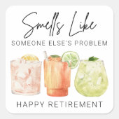 退職ギフトろうそくラベル、おもしろい退職 スクエアシール (正面)