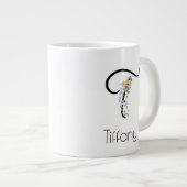 退職ギフト事業主モノグラム水色 ジャンボコーヒーマグカップ (正面右)