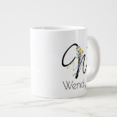 退職ギフト事業主モノグラム水色 ジャンボコーヒーマグカップ (正面右)