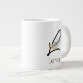 退職ギフト事業主モノグラム水色 ジャンボコーヒーマグカップ (正面右)