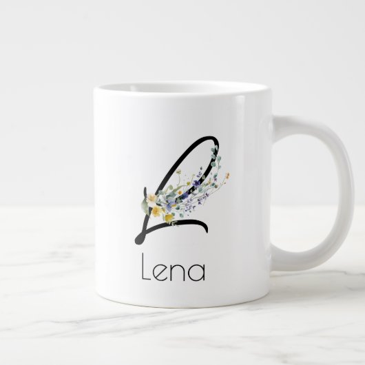 退職ギフト事業主モノグラム水色 ジャンボコーヒーマグカップ (右)