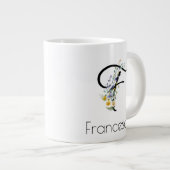 退職ギフト事業主モノグラム水色 ジャンボコーヒーマグカップ (正面右)