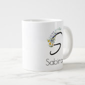 退職ギフト事業主モノグラム水色 ジャンボコーヒーマグカップ (正面右)