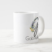 退職ギフト事業主モノグラム水色 ジャンボコーヒーマグカップ (正面右)