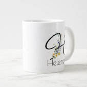 退職ギフト事業主モノグラム水色 ジャンボコーヒーマグカップ (正面右)