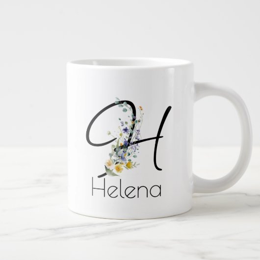 退職ギフト事業主モノグラム水色 ジャンボコーヒーマグカップ (右)