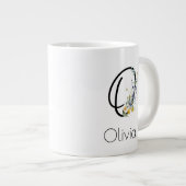 退職ギフト事業主モノグラム水色 ジャンボコーヒーマグカップ (正面右)