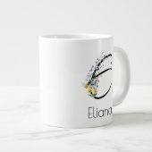 退職ギフト事業主モノグラム水色 ジャンボコーヒーマグカップ (正面右)