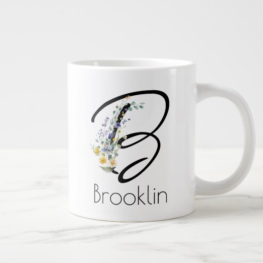 退職ギフト事業主モノグラム水色 ジャンボコーヒーマグカップ (右)