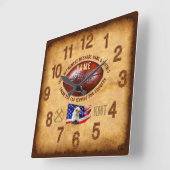 退職ギフト男性へ、メッセージ、名前、イニシャル スクエア壁時計 (傾斜)