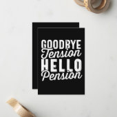 退職ギフト、さよならテンションHello Pension ノートカード (正面/裏面インサイチュ)