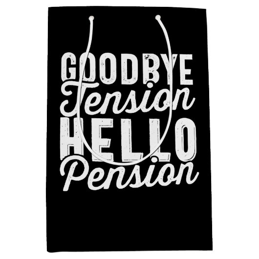 退職ギフト、さよならテンションHello Pension ミディアムペーパーバッグ (正面)