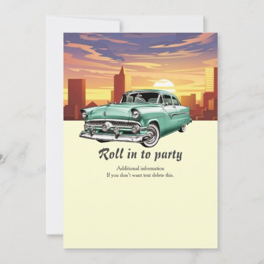 退職クルージングクラシックレトロカーシティパーティー 招待状 (裏面)