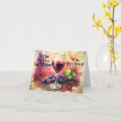 退職グリーティングカードが欲しいものはワインで済む カード (黄色い花)