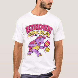 退職ゲームプラン ハッピー・ピックルボール・タートル Tシャツ