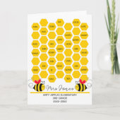 退職サンキューカードの子供が蜂の巣の蜂蜜に署名する カード (正面)