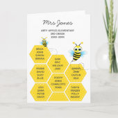 退職サンキューカードの子供が蜂の巣の蜂蜜に署名する カード (正面)