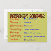 退職スケジュール – おもしろい退職贈答品 ポストカード (正面/裏面)