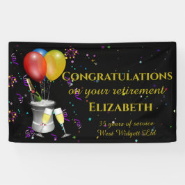 退職スタイリッシュお祝いおめでとう 横断幕