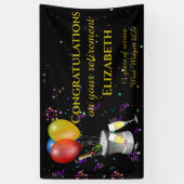 退職スタイリッシュお祝いおめでとう 横断幕 (縦)