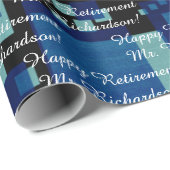 退職テキストを追加する青いティール（緑がかった色）ミッドセンチュリー ラッピングペーパー (ロールコーナー)