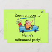 退職パーソナライズされたパーティーの招待、ゴルフカート 招待状 (正面/裏面)