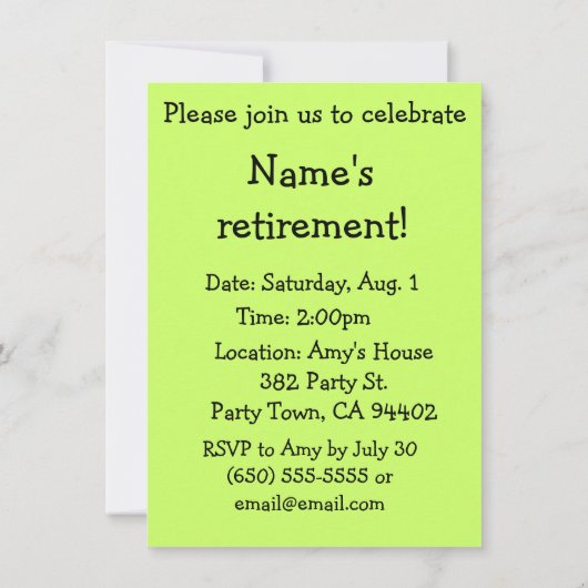 退職パーソナライズされたパーティーの招待、ゴルフカート 招待状 (裏面)