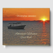 退職パーソナライズされたパーティーブック、魚釣りボート ゲストブック (正面)