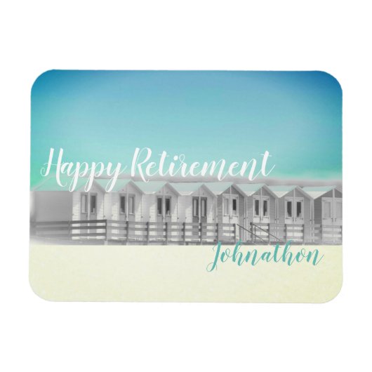 退職パーソナライズされたビーチ小屋 マグネット (横)