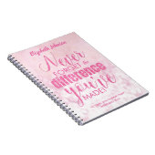 退職パーソナライズされた引用文ピンク ノートブック (右側)