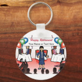 退職パーソナライズされた – 女性の漫画 キーホルダー (正面)